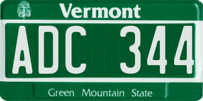 VT license plate ADC344