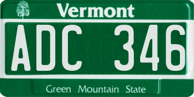 VT license plate ADC346