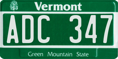VT license plate ADC347