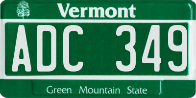 VT license plate ADC349