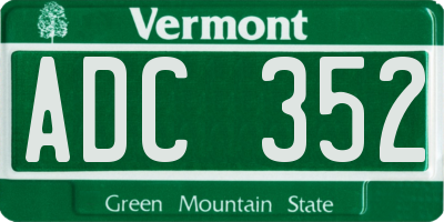 VT license plate ADC352