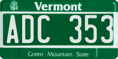 VT license plate ADC353
