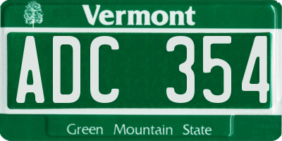 VT license plate ADC354