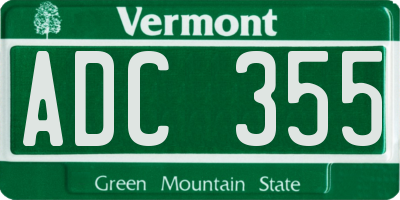 VT license plate ADC355