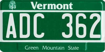 VT license plate ADC362