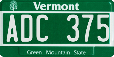 VT license plate ADC375