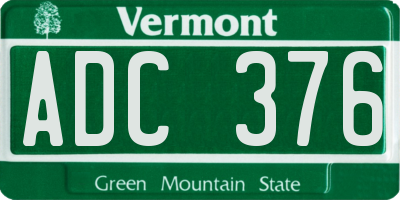 VT license plate ADC376