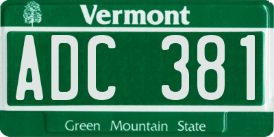 VT license plate ADC381