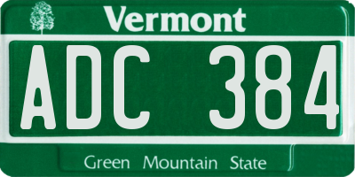 VT license plate ADC384
