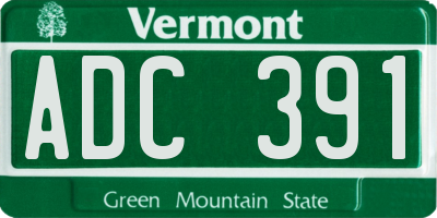 VT license plate ADC391