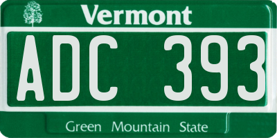 VT license plate ADC393