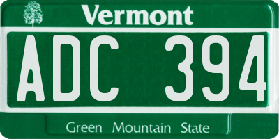 VT license plate ADC394