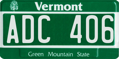 VT license plate ADC406