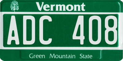 VT license plate ADC408