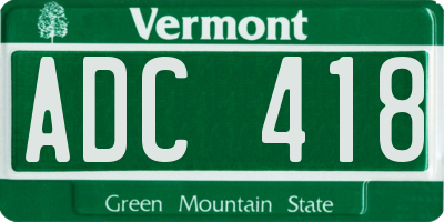 VT license plate ADC418