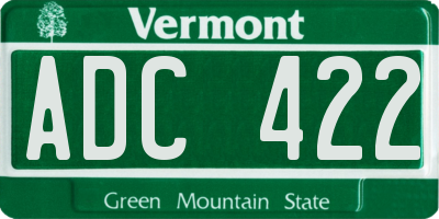 VT license plate ADC422