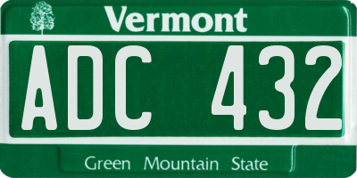 VT license plate ADC432