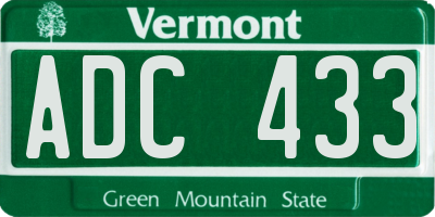 VT license plate ADC433