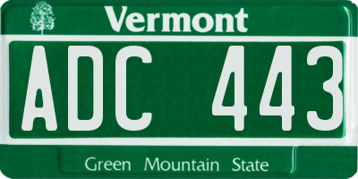 VT license plate ADC443