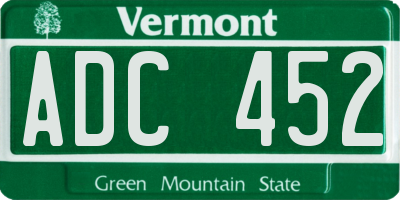 VT license plate ADC452