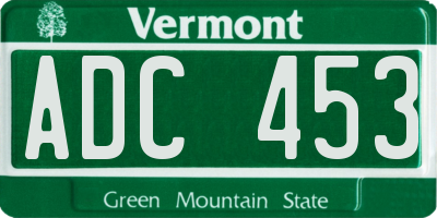VT license plate ADC453