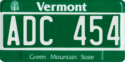 VT license plate ADC454