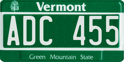 VT license plate ADC455