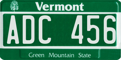 VT license plate ADC456
