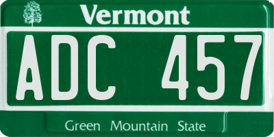 VT license plate ADC457