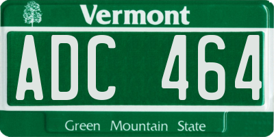 VT license plate ADC464
