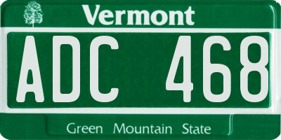 VT license plate ADC468