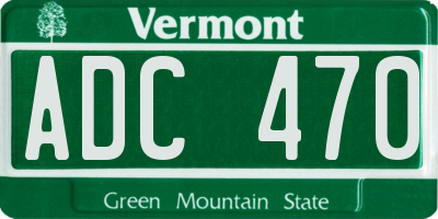 VT license plate ADC470