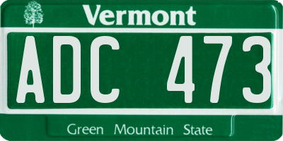 VT license plate ADC473