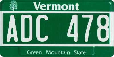 VT license plate ADC478