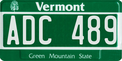 VT license plate ADC489