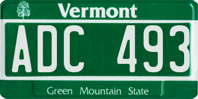 VT license plate ADC493