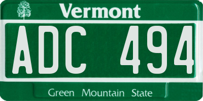 VT license plate ADC494