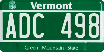 VT license plate ADC498