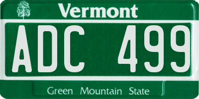 VT license plate ADC499