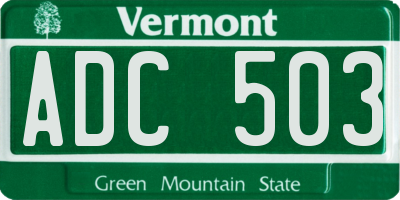 VT license plate ADC503