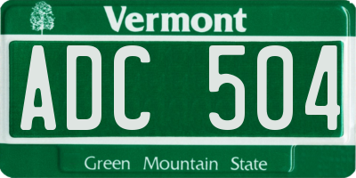 VT license plate ADC504