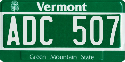 VT license plate ADC507