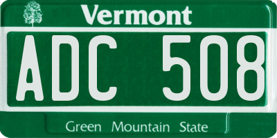 VT license plate ADC508