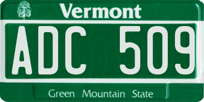 VT license plate ADC509