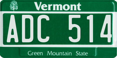 VT license plate ADC514