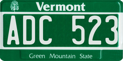 VT license plate ADC523