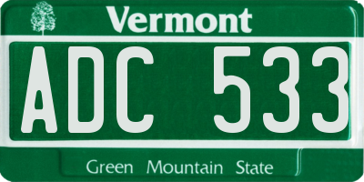 VT license plate ADC533