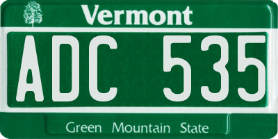 VT license plate ADC535