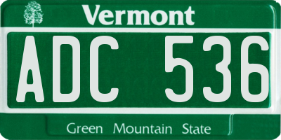 VT license plate ADC536
