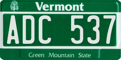 VT license plate ADC537